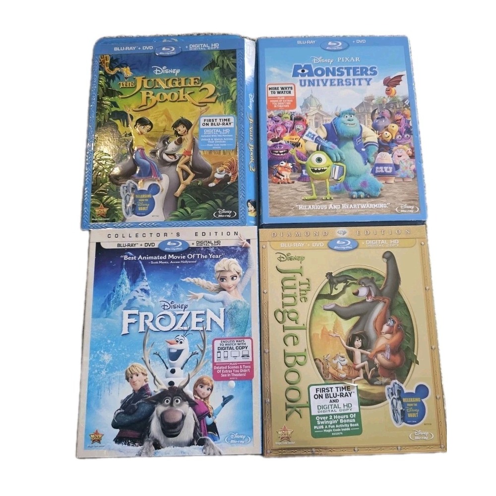 Disney‎ blu-ray lot 4: Jungle Book (1, 2) Frozen Monsters University
